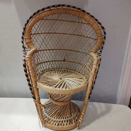 Sedia pavone vimini vintage