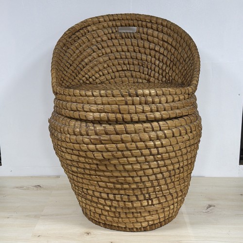Vintage wicker linen basket - wicker,