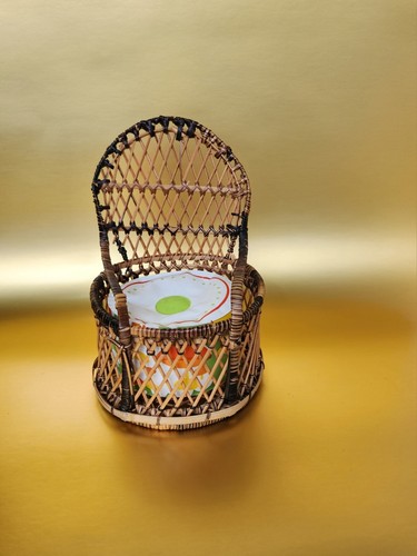 Sedia cestino rattan vintage